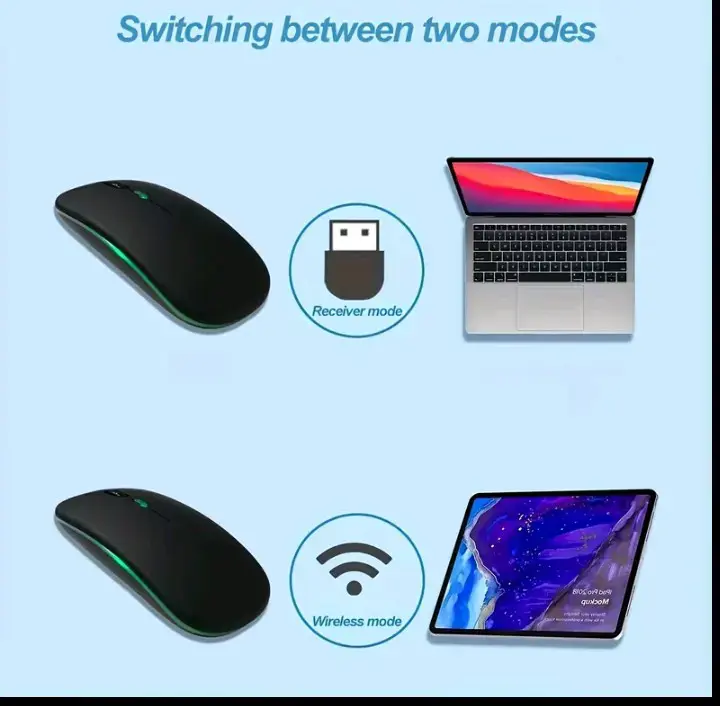 Mouse inalámbrico con iluminación RGB y doble modo - 2