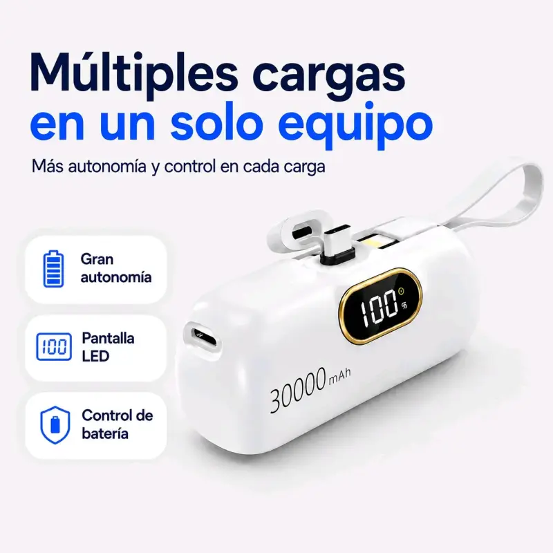 Power Bank 30000mAh Carga Rápida 22W Pantalla LED - 3