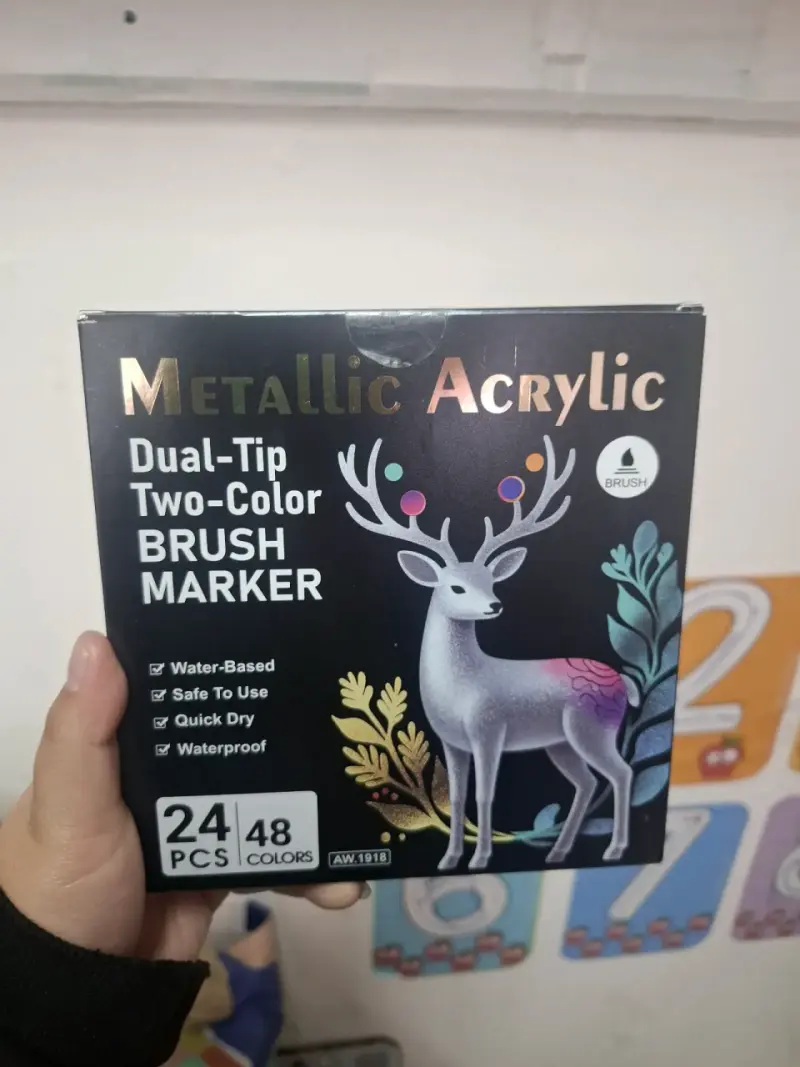 Set de Marcadores Acrílicos Metálicos de Doble Punta