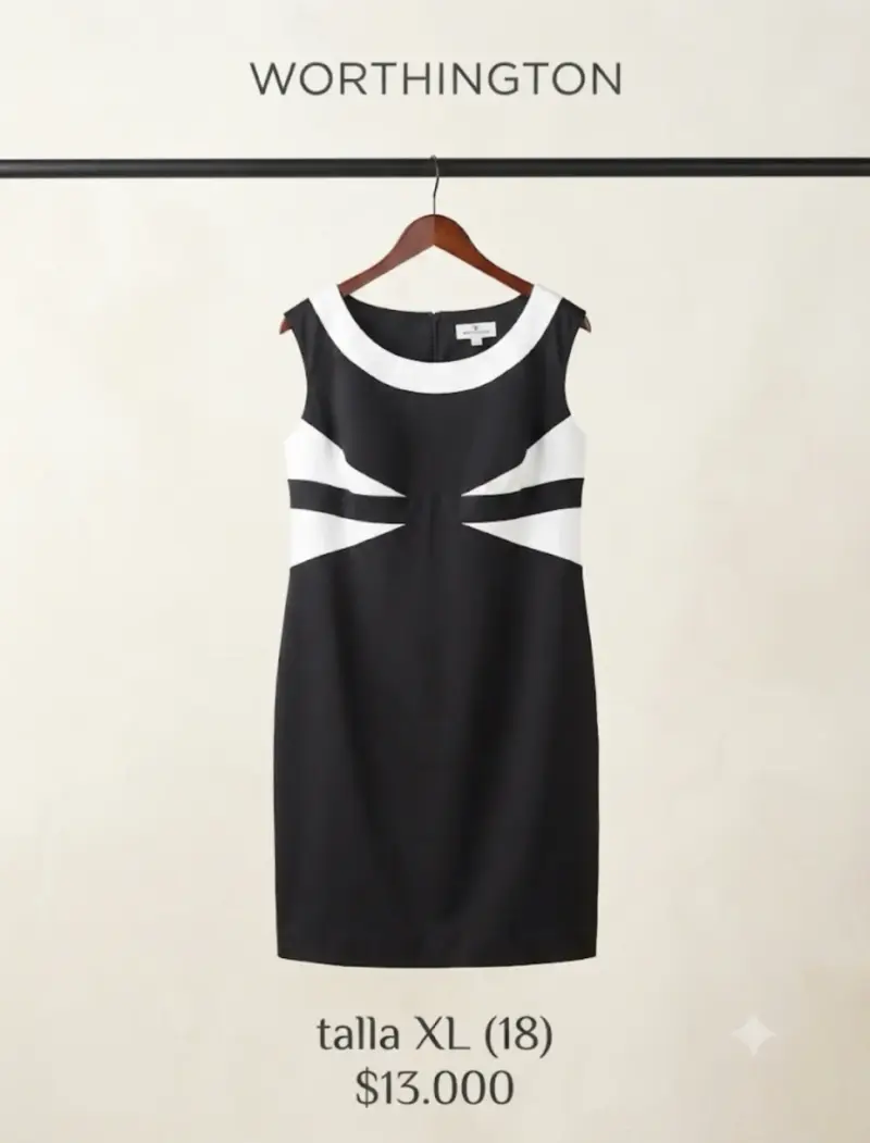 Vestido negro y blanco Worthington talla XL