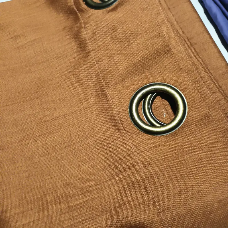 Cortinas de tela con ojales en colores naranja y morado - 6