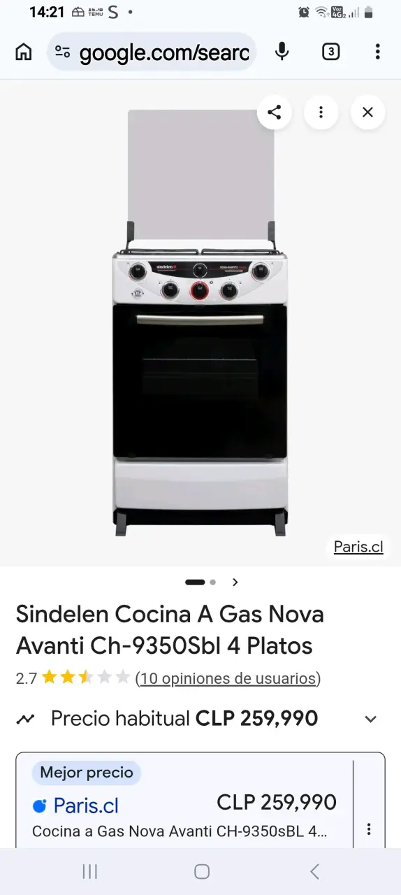 Cocina a Gas Sindelen 4 Quemadores - 4