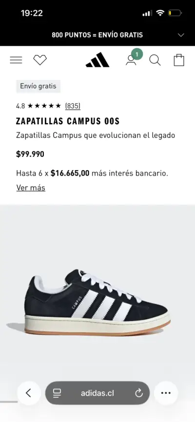 Zapatillas Adidas Campus 00s negras y blancas - miniatura 6