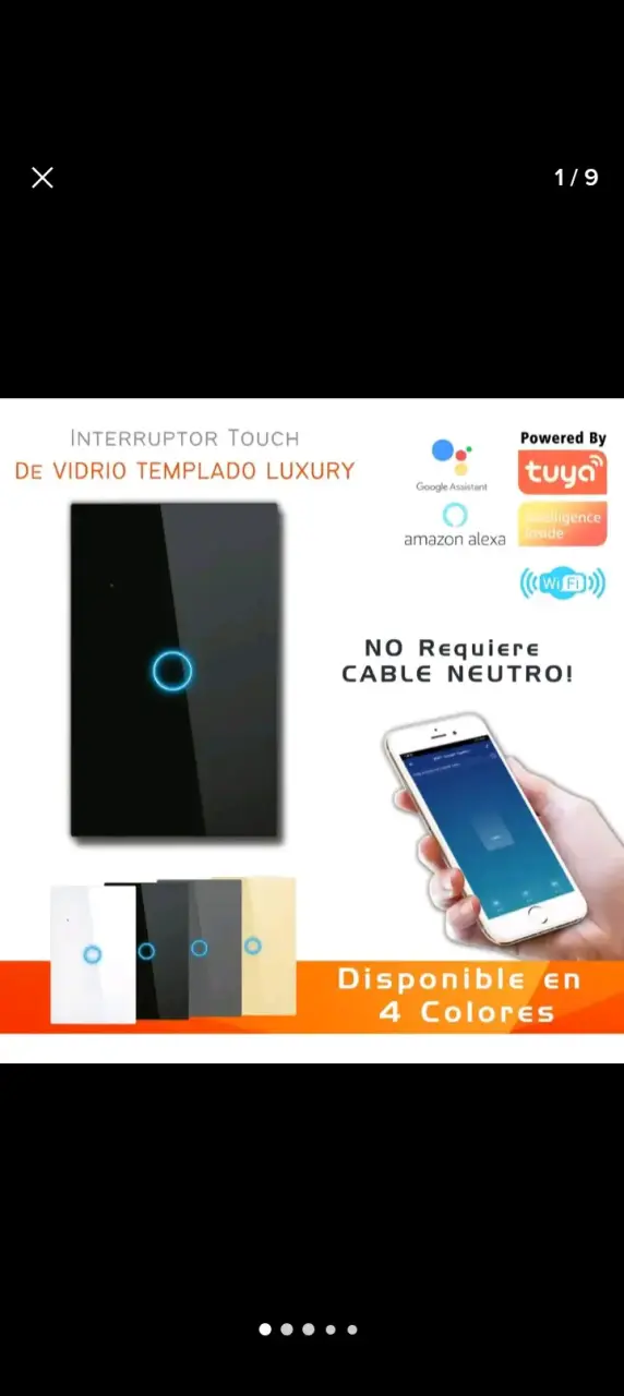 Interruptor inteligente WiFi sin neutro Tuya - 3