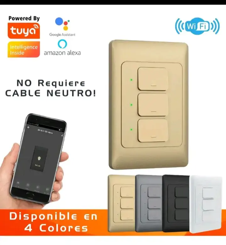 Interruptor inteligente WiFi sin neutro Tuya - 4