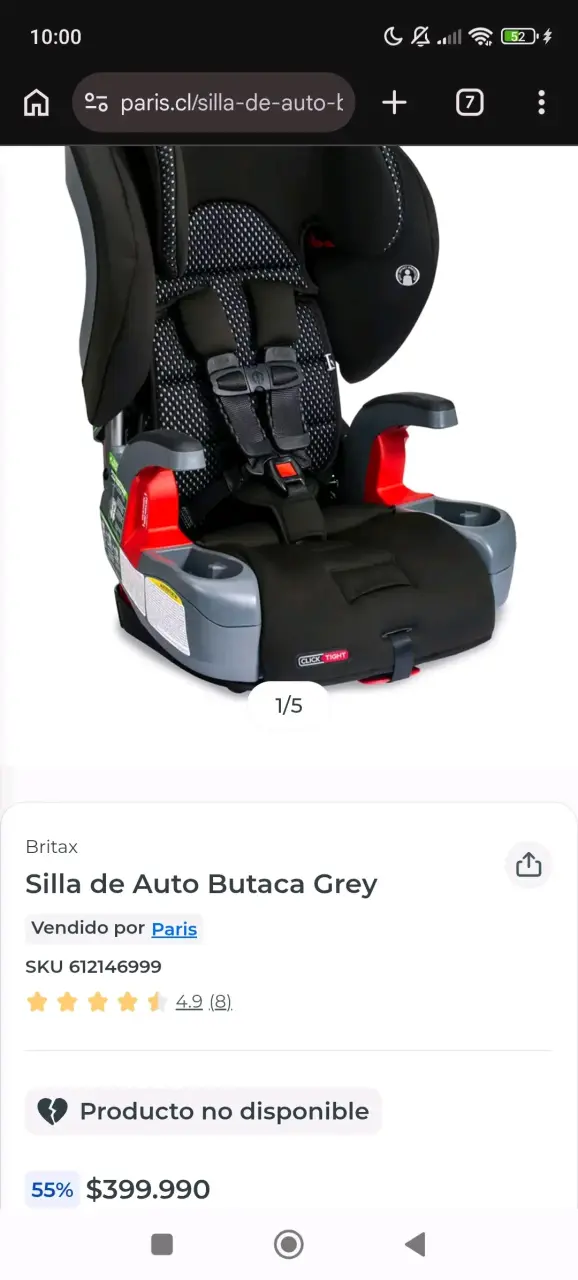 Silla de auto Britax ClickTight negra - 1
