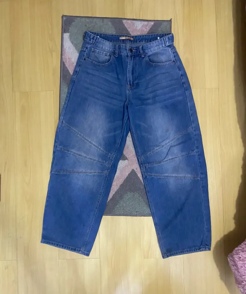Jeans anchos de mezclilla azul mujer - 1