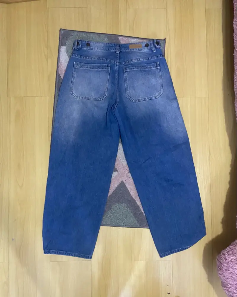 Jeans anchos de mezclilla azul mujer - 2