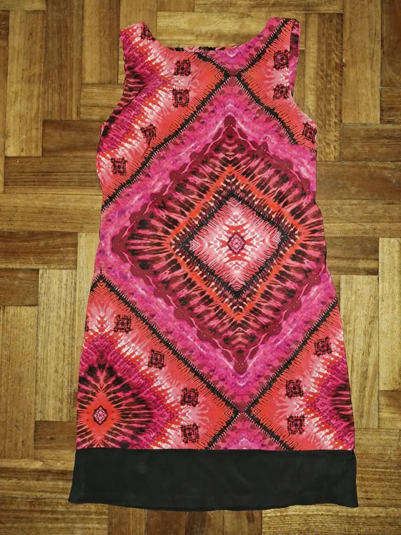 Vestido sin mangas estampado geométrico multicolor - 1