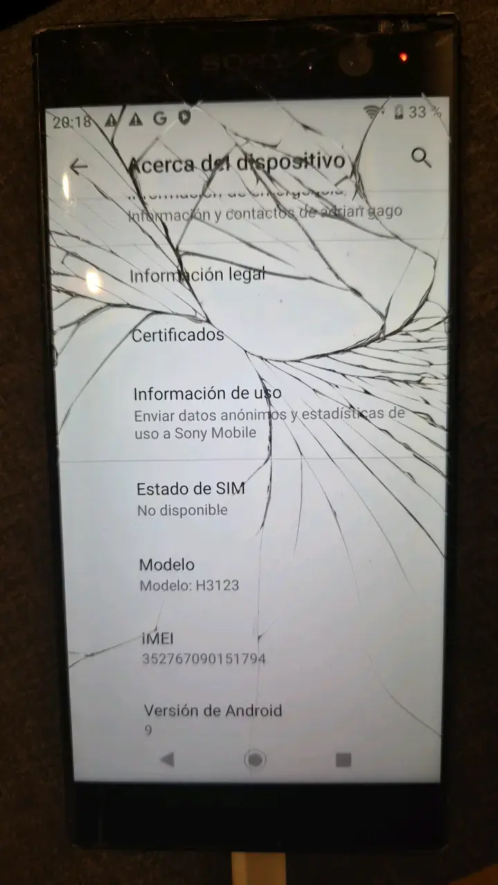 Teléfono Sony XperiaXA2 con pantalla rota - 3