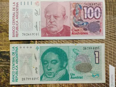 Billetes de 100 y 1 Austral de Argentina - miniatura 1