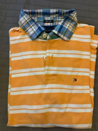 Polera Polo Rayada Naranja Tommy Hilfiger - miniatura 1