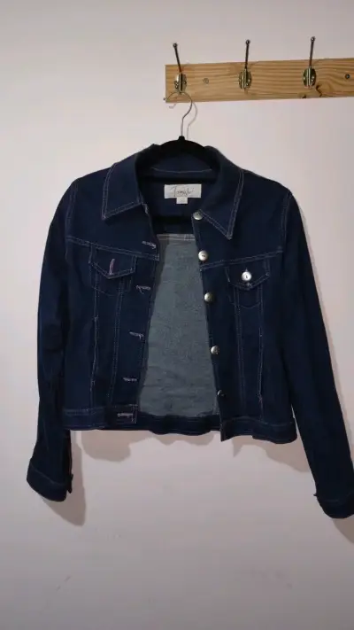 Chaqueta de mezclilla azul mujer - miniatura 1