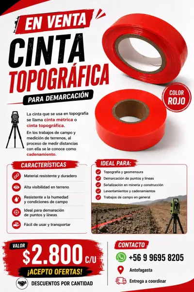 Cinta Topográfica Roja para Demarcación - miniatura 1