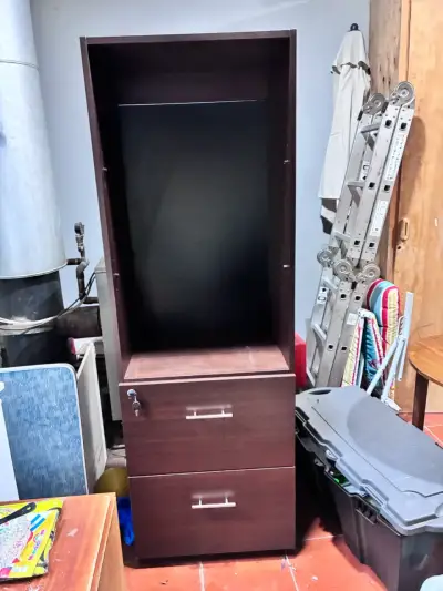 Mueble estante organizador de madera con cajones - miniatura 1