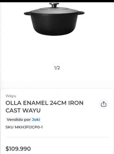 Olla de Hierro Fundido Esmaltada Wayu 24cm - miniatura 2
