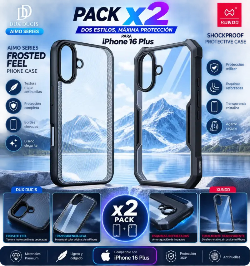 Pack de 2 fundas para iPhone 16 Plus - 1