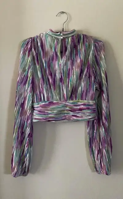 Blusa plisada multicolor de manga larga - miniatura 2