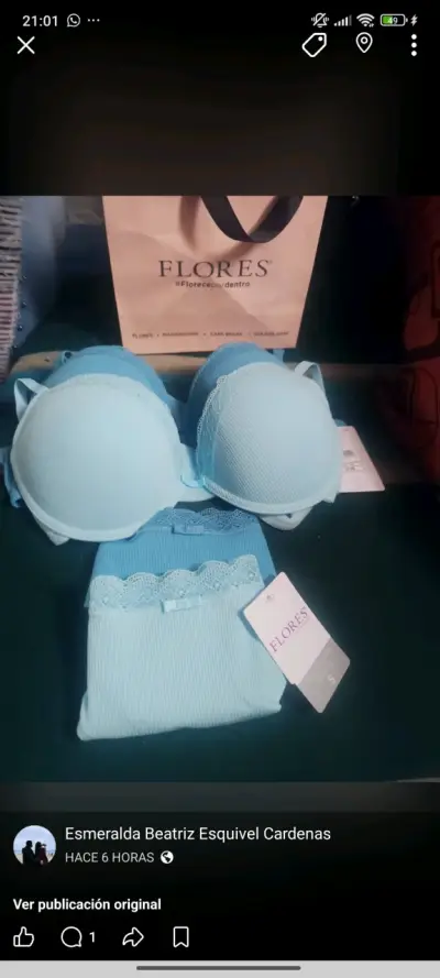 Conjunto de lencería azul Flores - miniatura 1