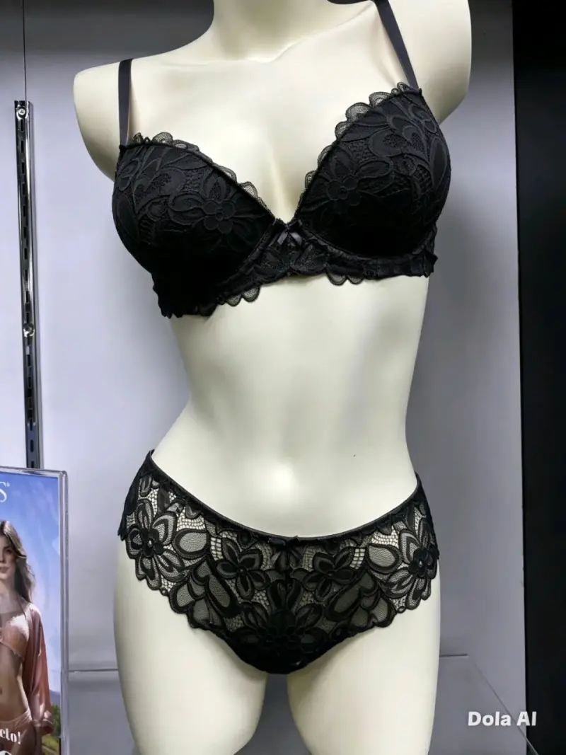 Conjunto de lencería azul Flores - 3