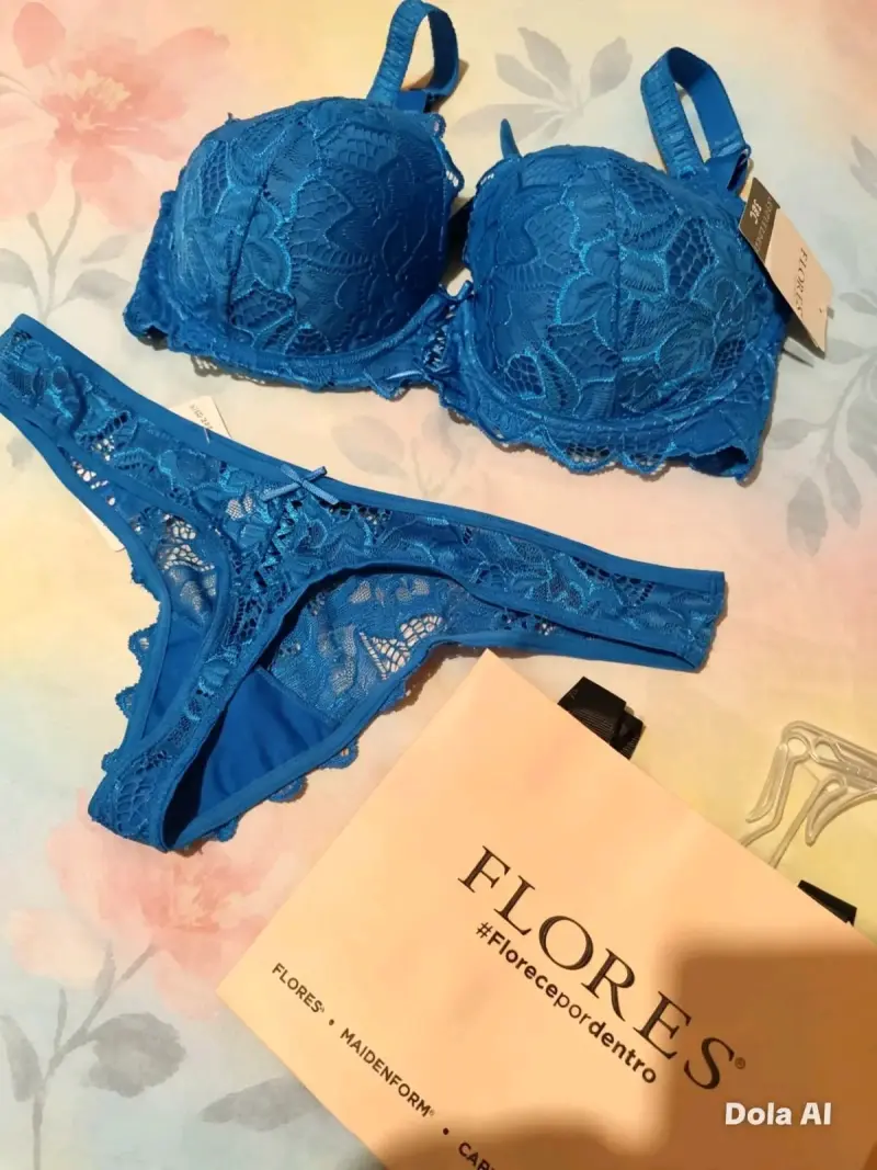 Conjunto de lencería azul Flores - 4