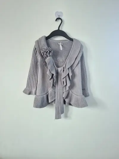Cardigan gris con volantes Limonada. - miniatura 1