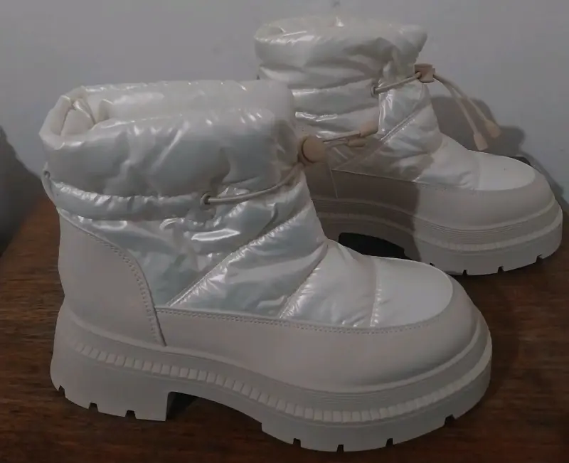 Botas de invierno blancas acolchadas para mujer - 4