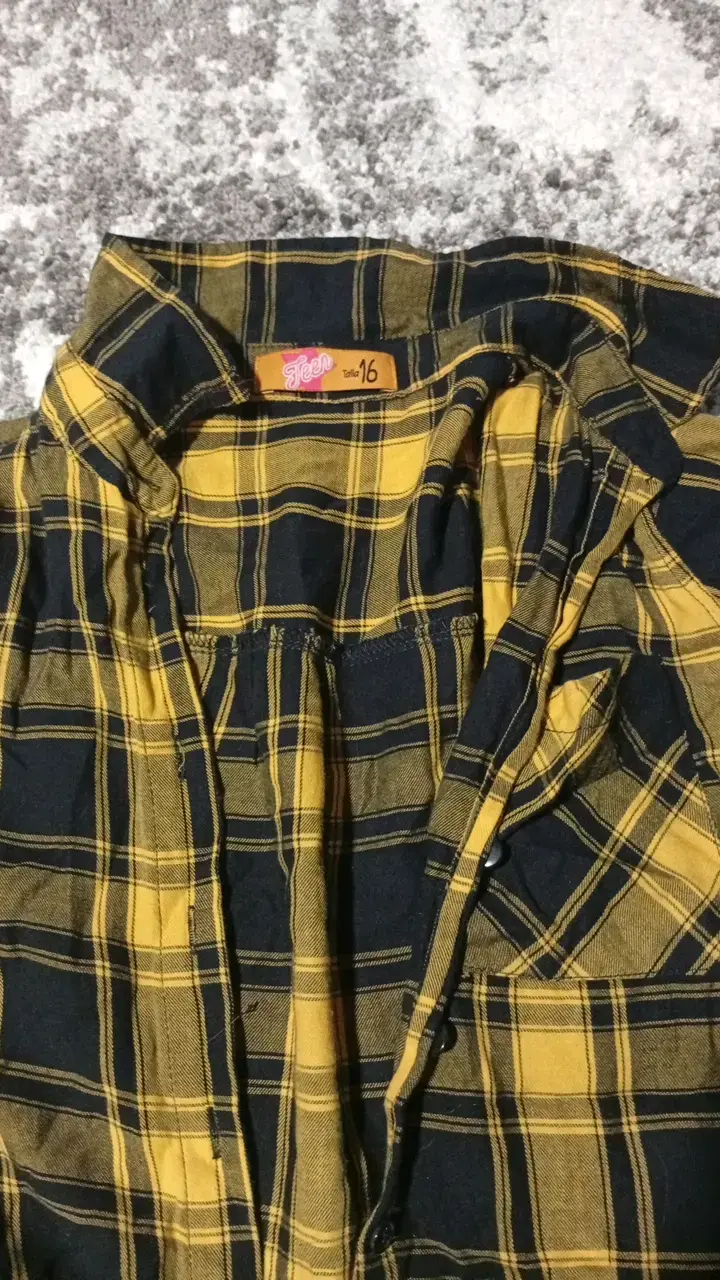 Camisa a cuadros amarilla y negra para mujer - 2