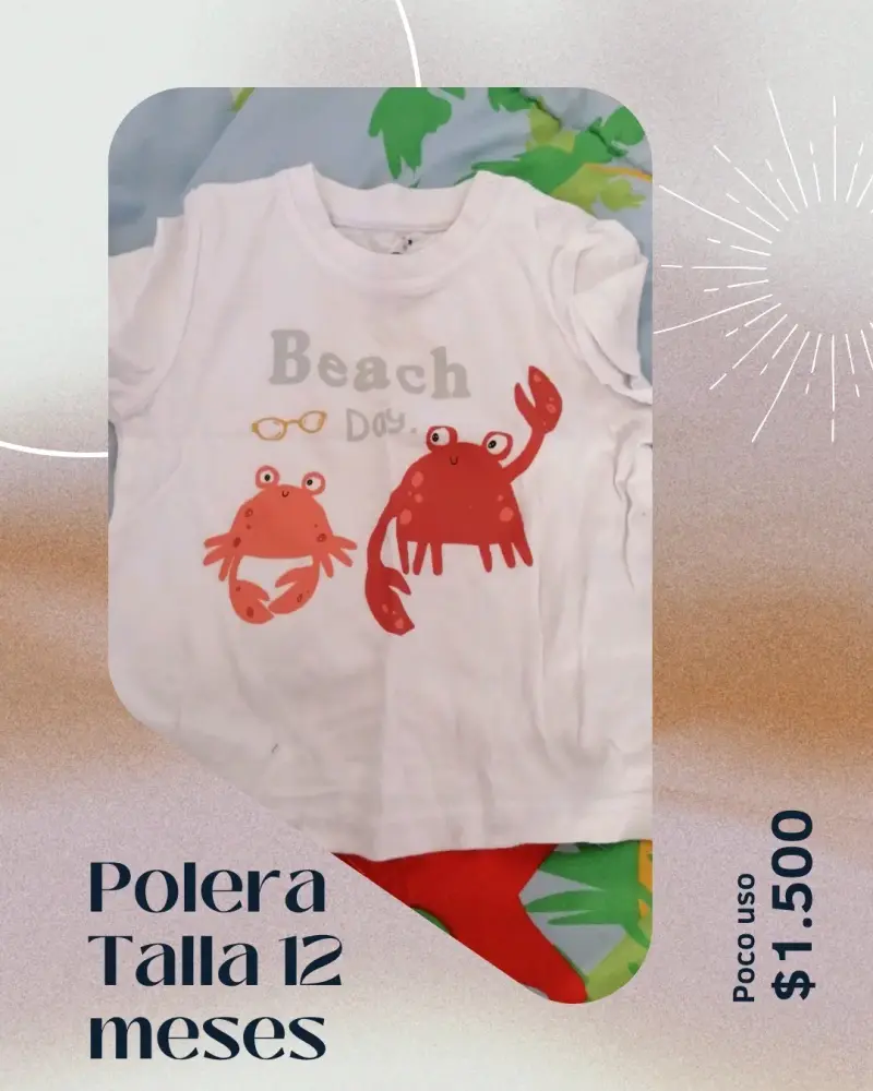 Polera infantil Beach Day talla 12 meses