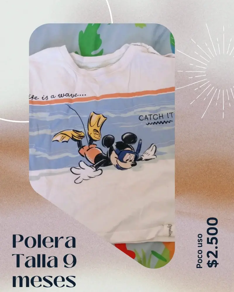 Polera de bebé Mickey Mouse talla 9 meses