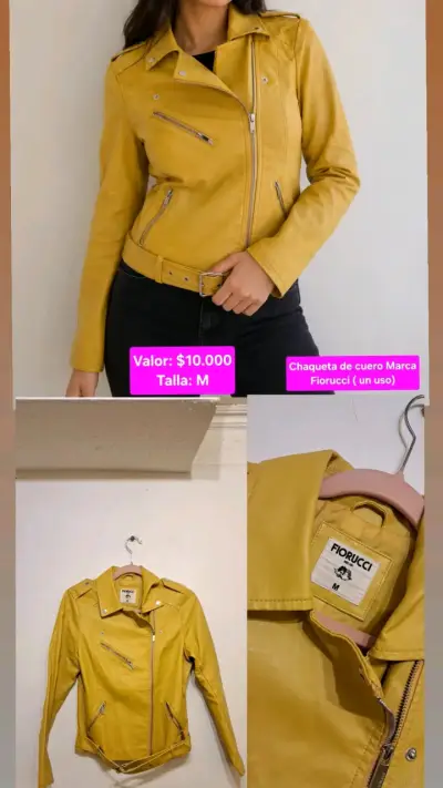 Chaqueta de cuero amarilla Fiorucci talla M - miniatura 1