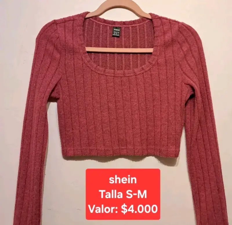 Suéter Crop Top Rojo Shein Talla S-M