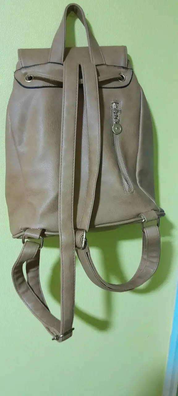 Mochila de cuero sintético beige - 1