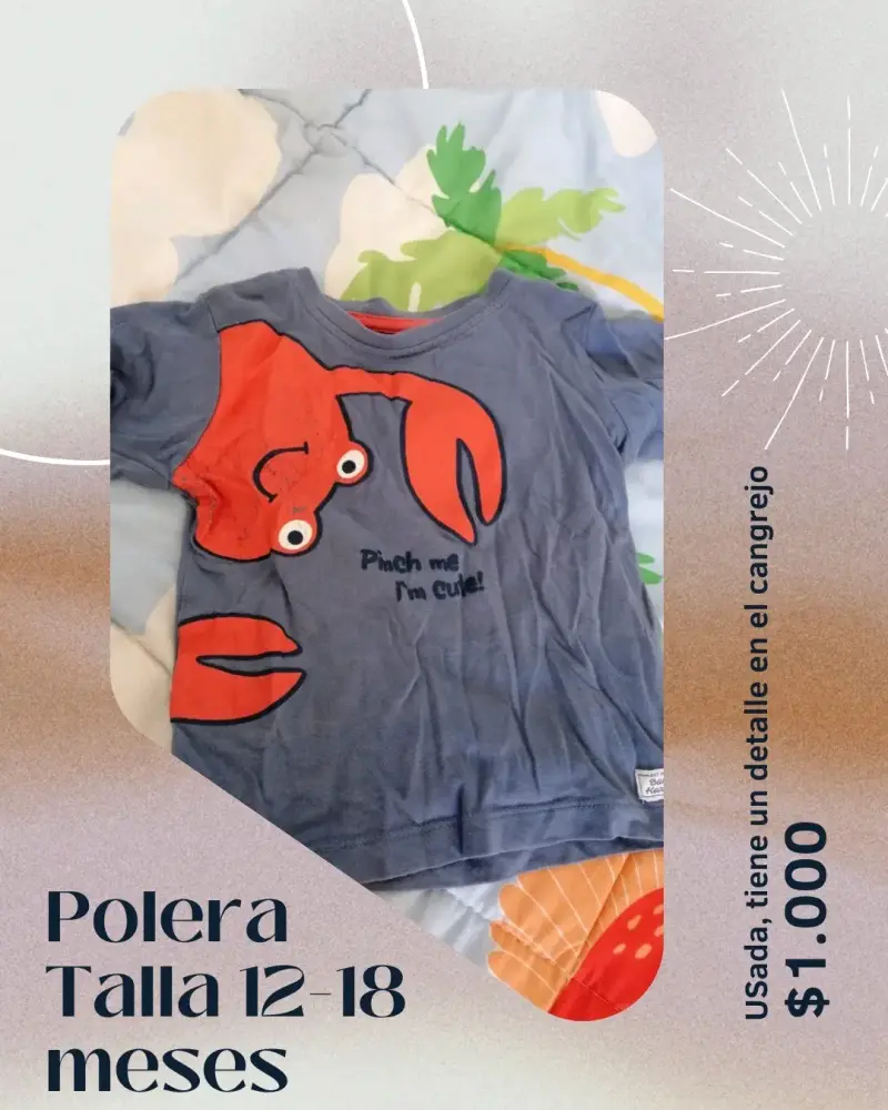 Polera infantil con diseño de cangrejo