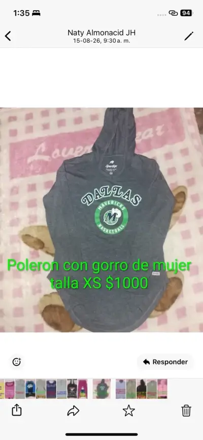 Polerón con gorro Dallas Mavericks gris - miniatura 1