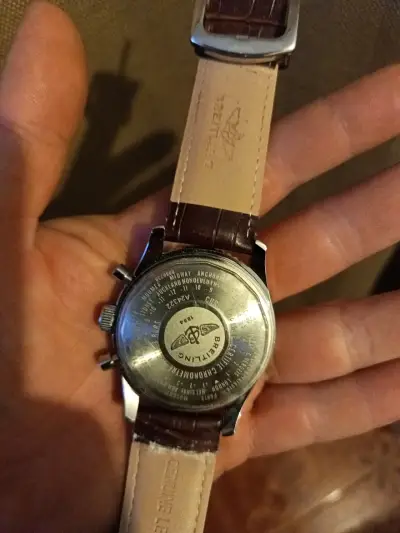 Reloj Breitling Chronometer de cuero marrón - miniatura 1
