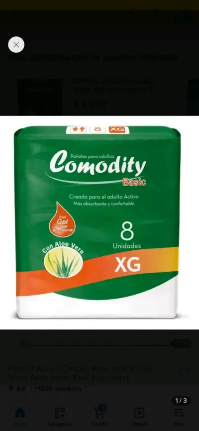 Pañales para adultos Comodity Basic XG 8 unidades - miniatura 1