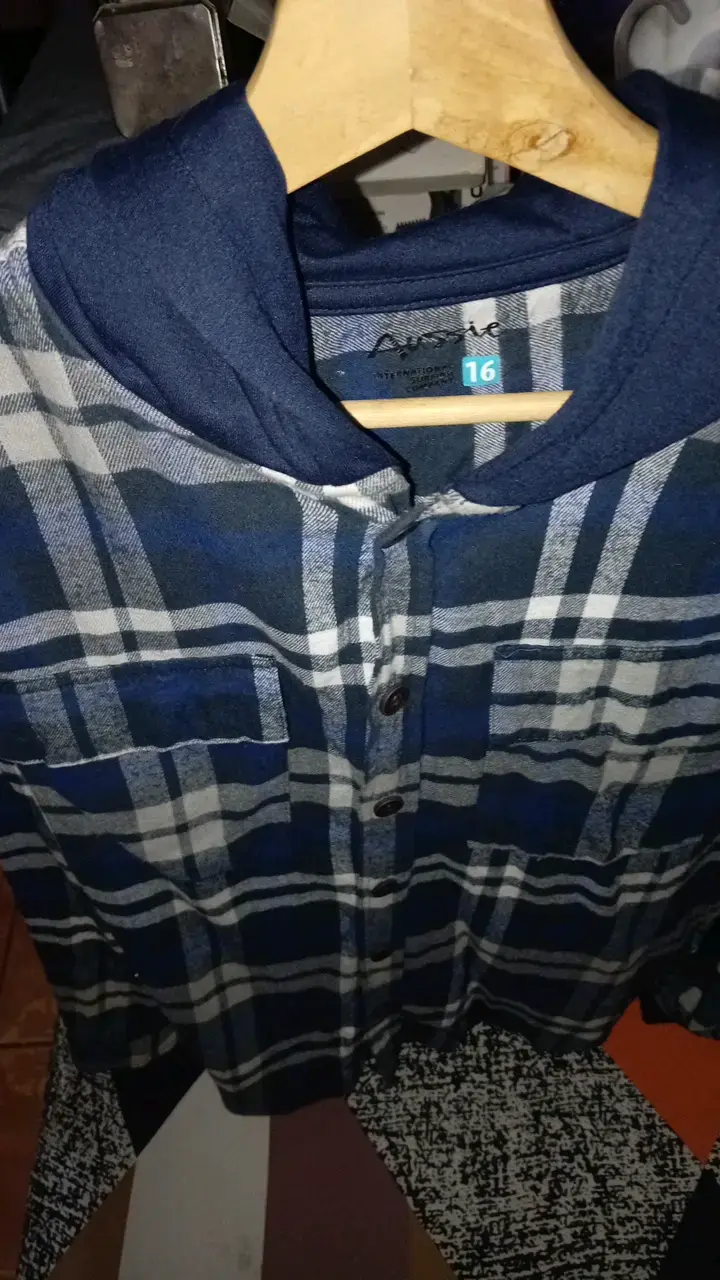 Camisa de franela a cuadros azul para hombre - 2