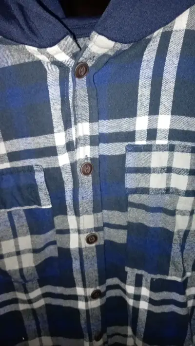 Camisa de franela a cuadros azul para hombre - miniatura 4