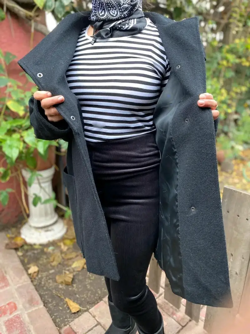 Abrigo de lana negro para mujer 70% lana - 2