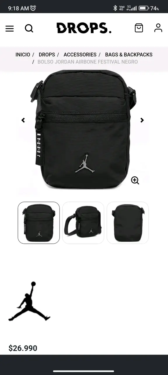Bolso Jordan Airborne Festival Negro - 2