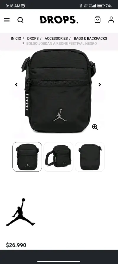 Bolso Jordan Airborne Festival Negro - miniatura 2