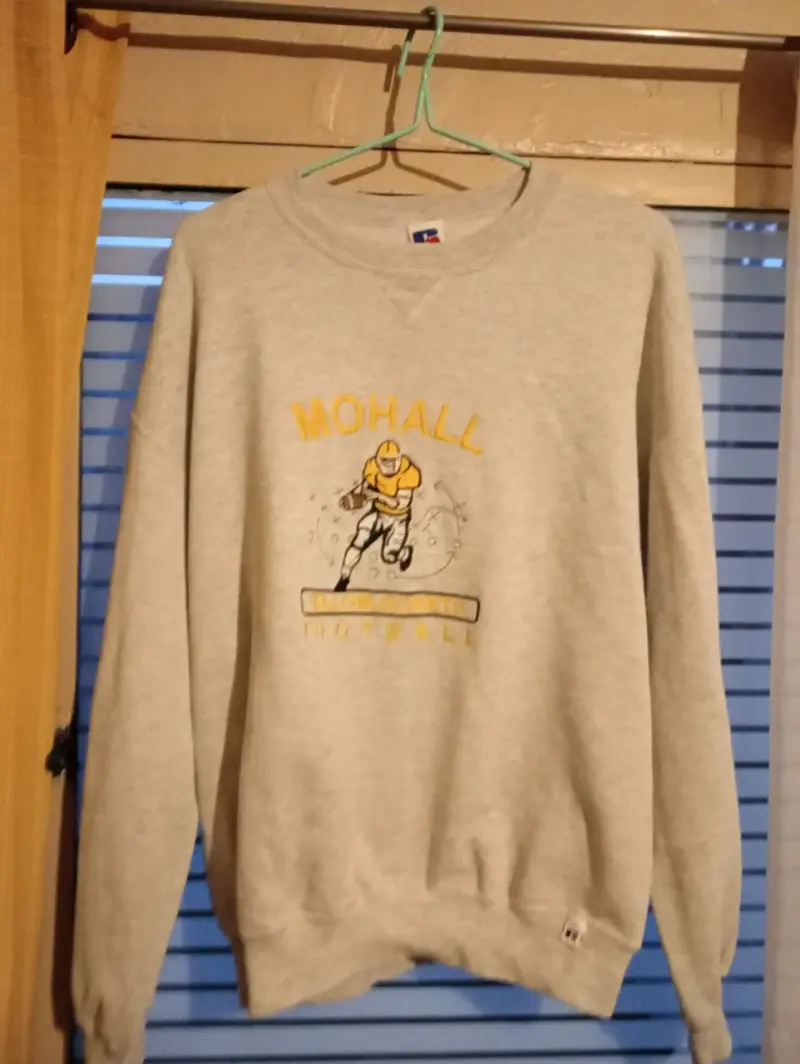 Polerón gris con diseño de fútbol americano Russel
