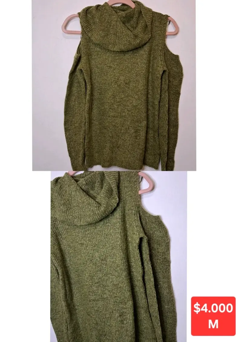 Suéter verde con capucha para mujer