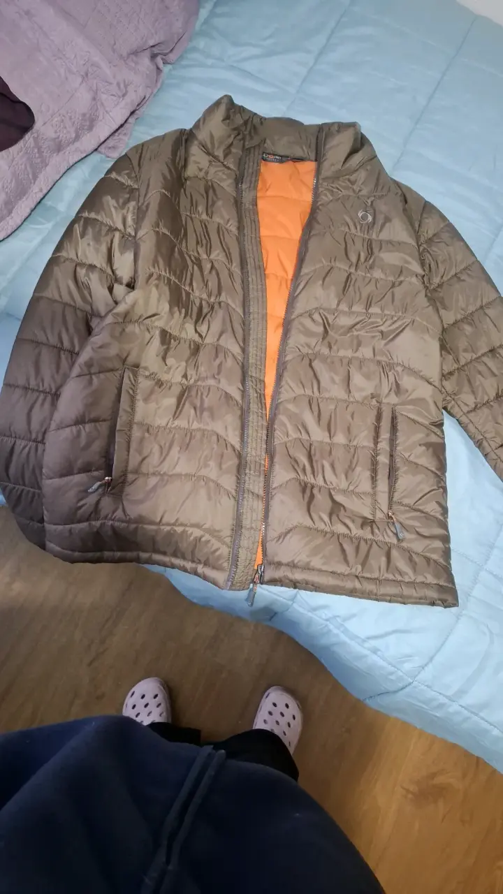Chaqueta acolchada Doite marrón con interior naranja - 1