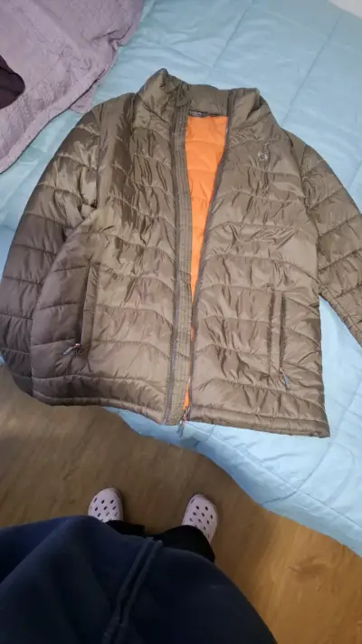 Chaqueta acolchada Doite marrón con interior naranja - miniatura 1