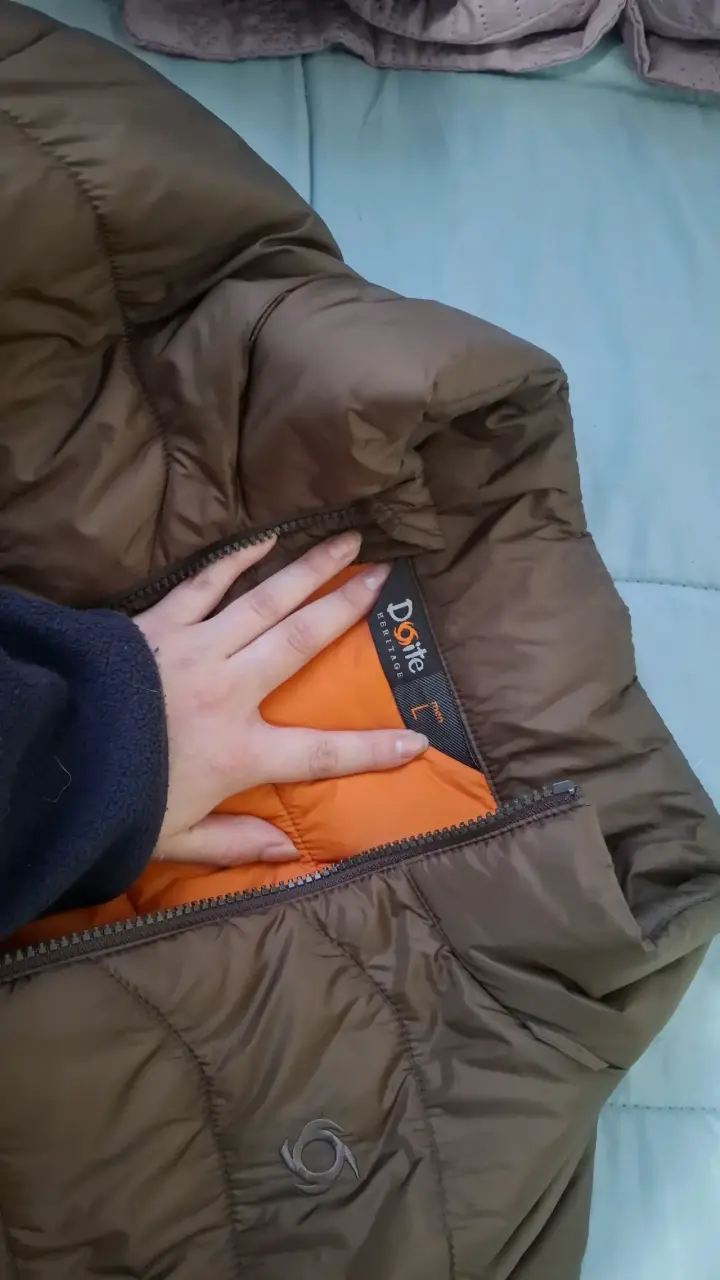 Chaqueta acolchada Doite marrón con interior naranja - 2