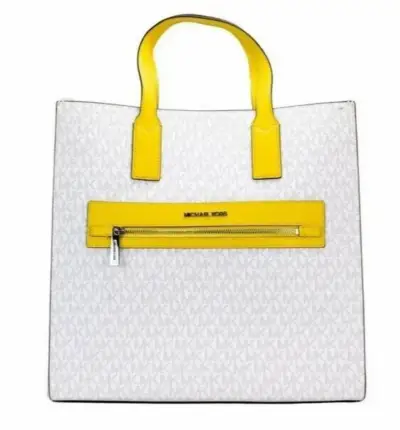 Bolso tote Michael Kors amarillo y blanco - miniatura 3