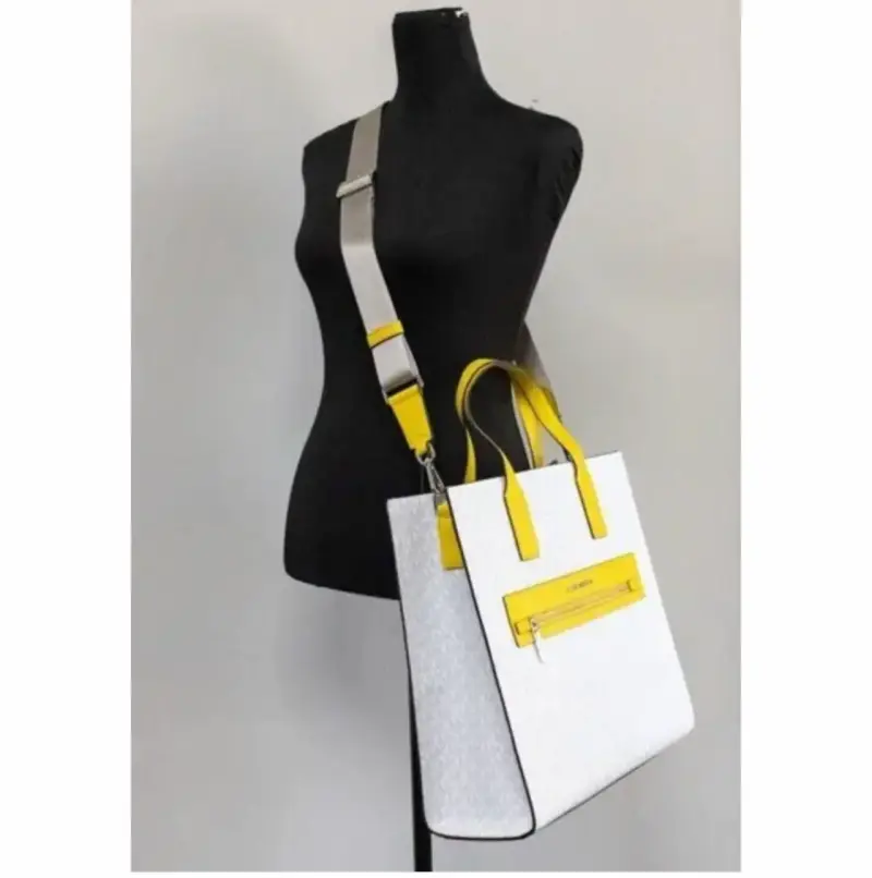 Bolso tote Michael Kors amarillo y blanco - 5