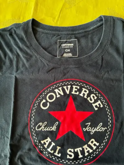 2 Poleras Converse All Star negra y naranjo fluor - miniatura 2